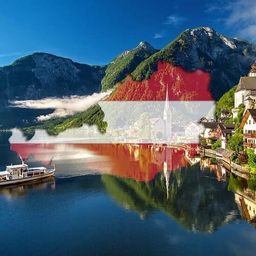 Hallstatt Landscape Austria Flag