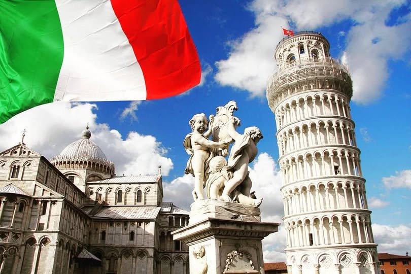 Iconic Leaning Tower of Pisa in Tuscany, Italy