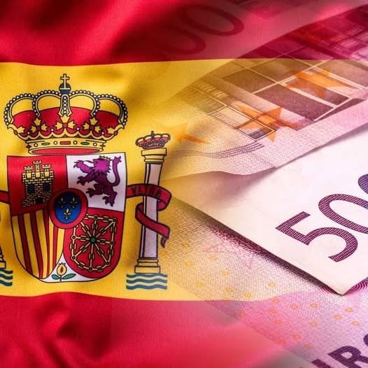 Spain Flag and Euro Currency Overlay